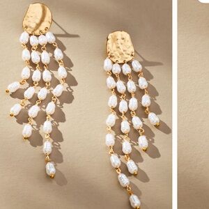 NWT cascading pearl fringe drop earrings